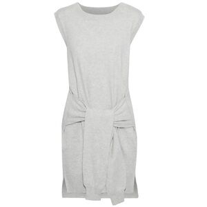 Sleeveless Light Grey Knot Dress with Sleeve Tie Detail at Waist
